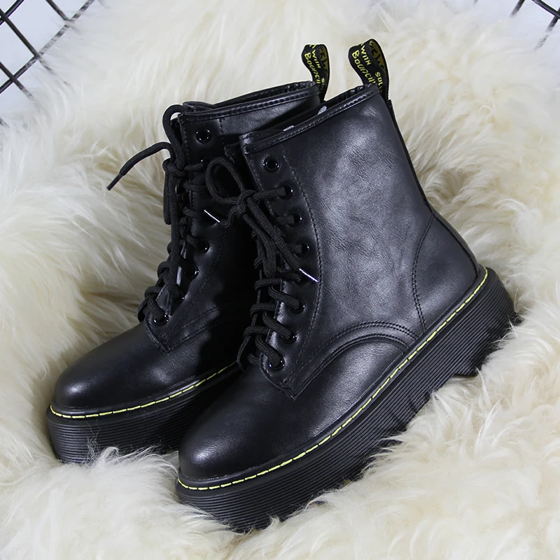 Новинка 2020 года женские Ботинки martin из сверхтонкого волокна модная теплая зимняя