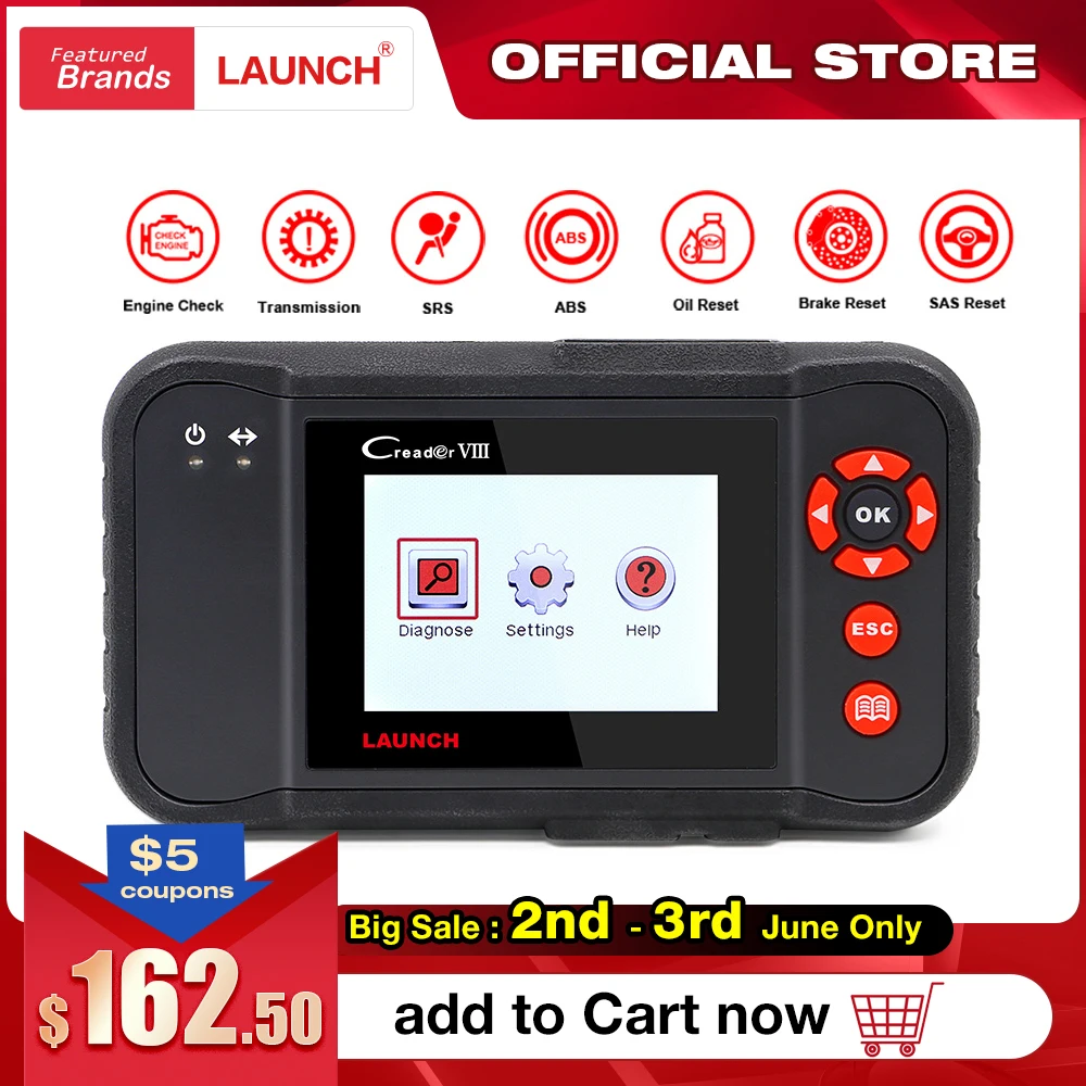 Считыватель кодов obd2 Launch Creader VIII считыватель сканер двигателя ABS SRS на EPB Oil SAS