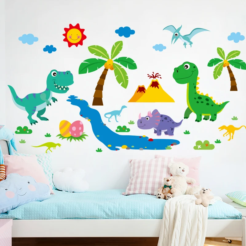 

DIY Cartoon Dinosaur Animals Home Decor Wall Stickers Mural Decals Kids Baby Kindergarten Bedroom Wallpaper House Decoration