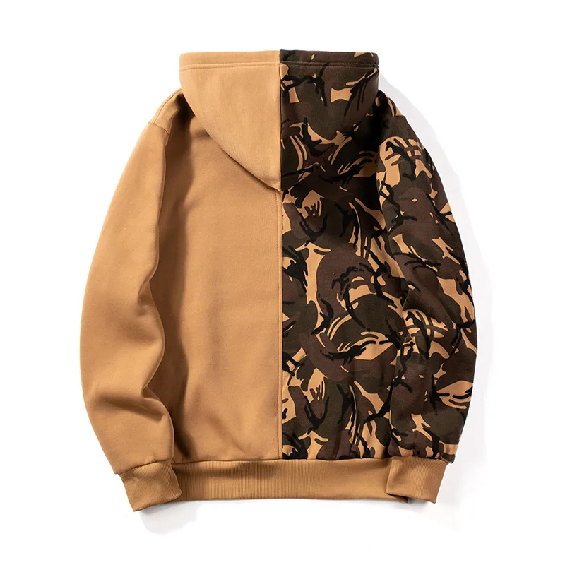 Серый камуфляж толстовки для мужчин Лоскутная уличная толстовка с капюшоном