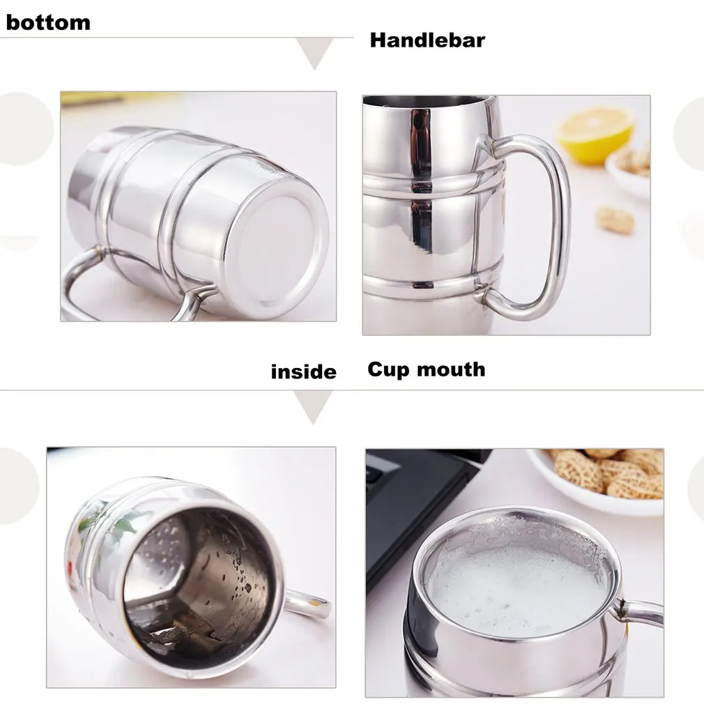 300/430 мл Кофейная Кружка пивная чашка из нержавеющей стали с двойными стенками
