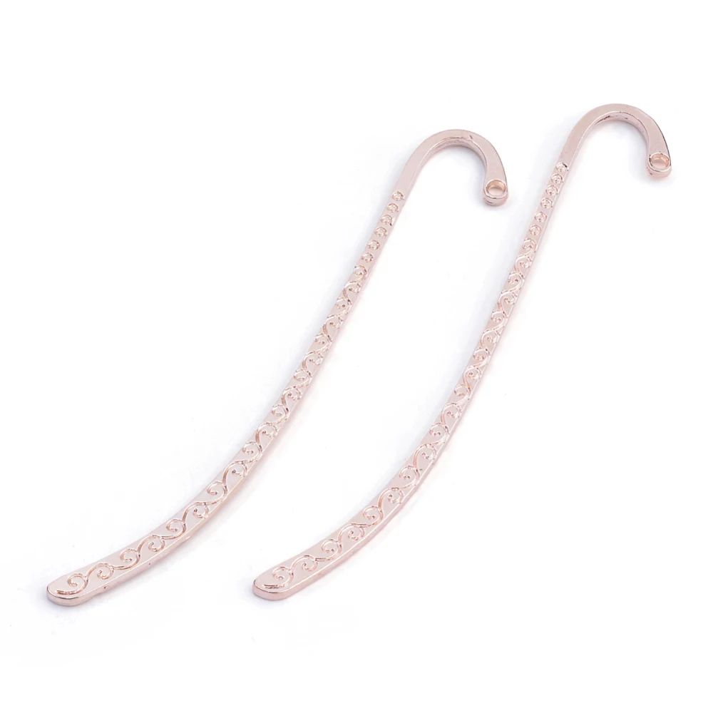 

5 PCS Zinc Alloy Bookmarks Cadmium Free & Lead Free Rose Gold 86x14x1.5mm Hole: 2mm