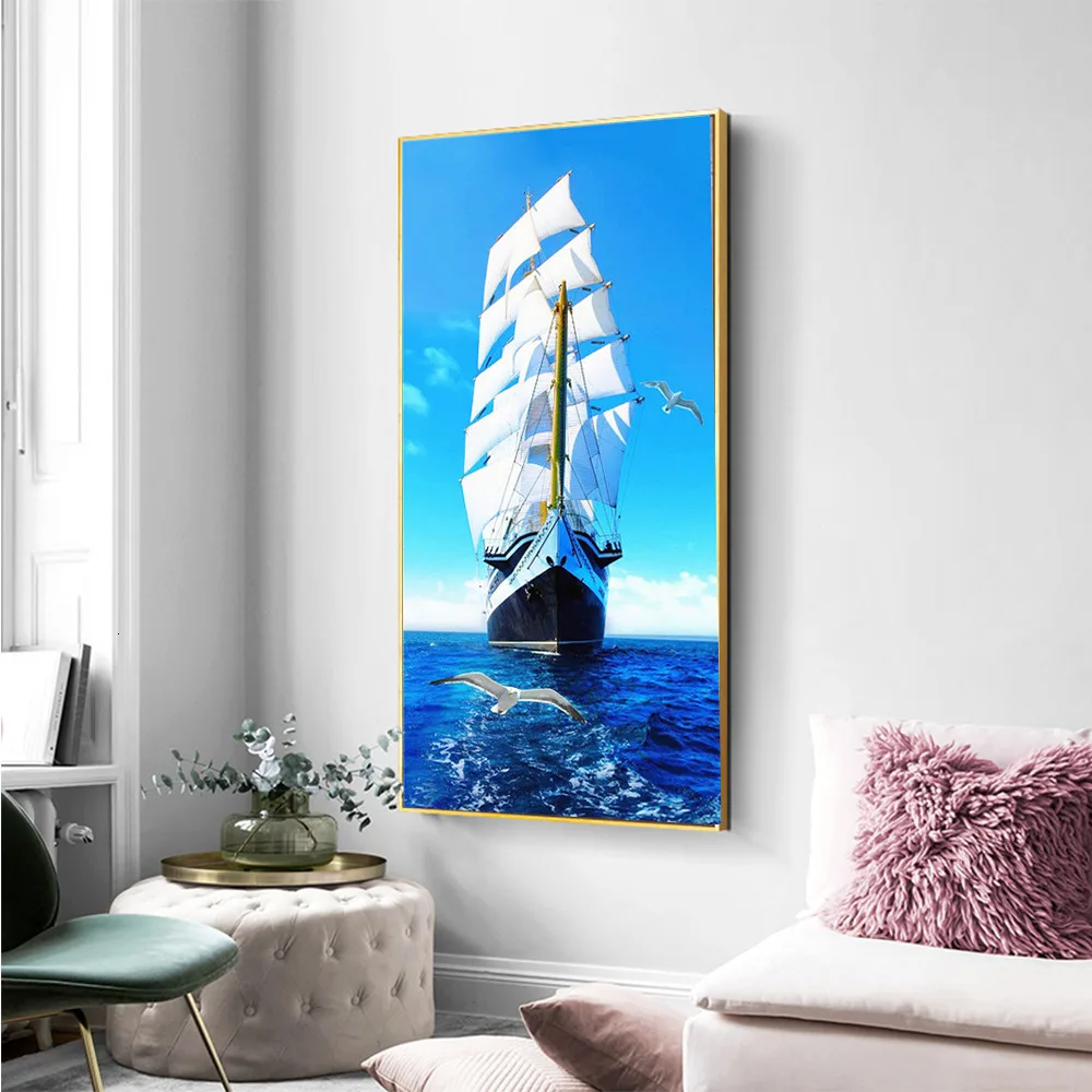 HUACAN 5D Diamond Painting Landscape Full Square Embroidery Sailboat Mosaic Cross Stitch Home Decoration Gift | Дом и сад