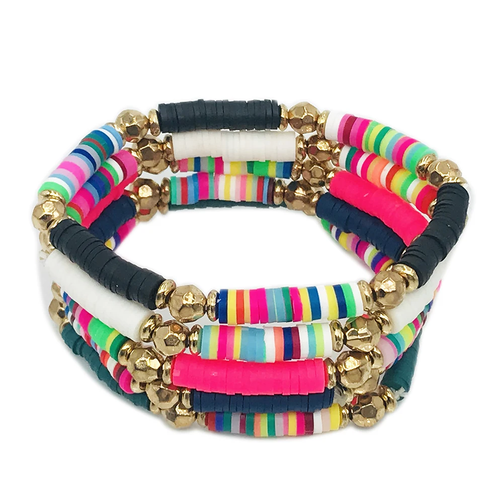 Разноцветные Бусины из полимерной глины 4 мм в стиле бохо растягивающийся