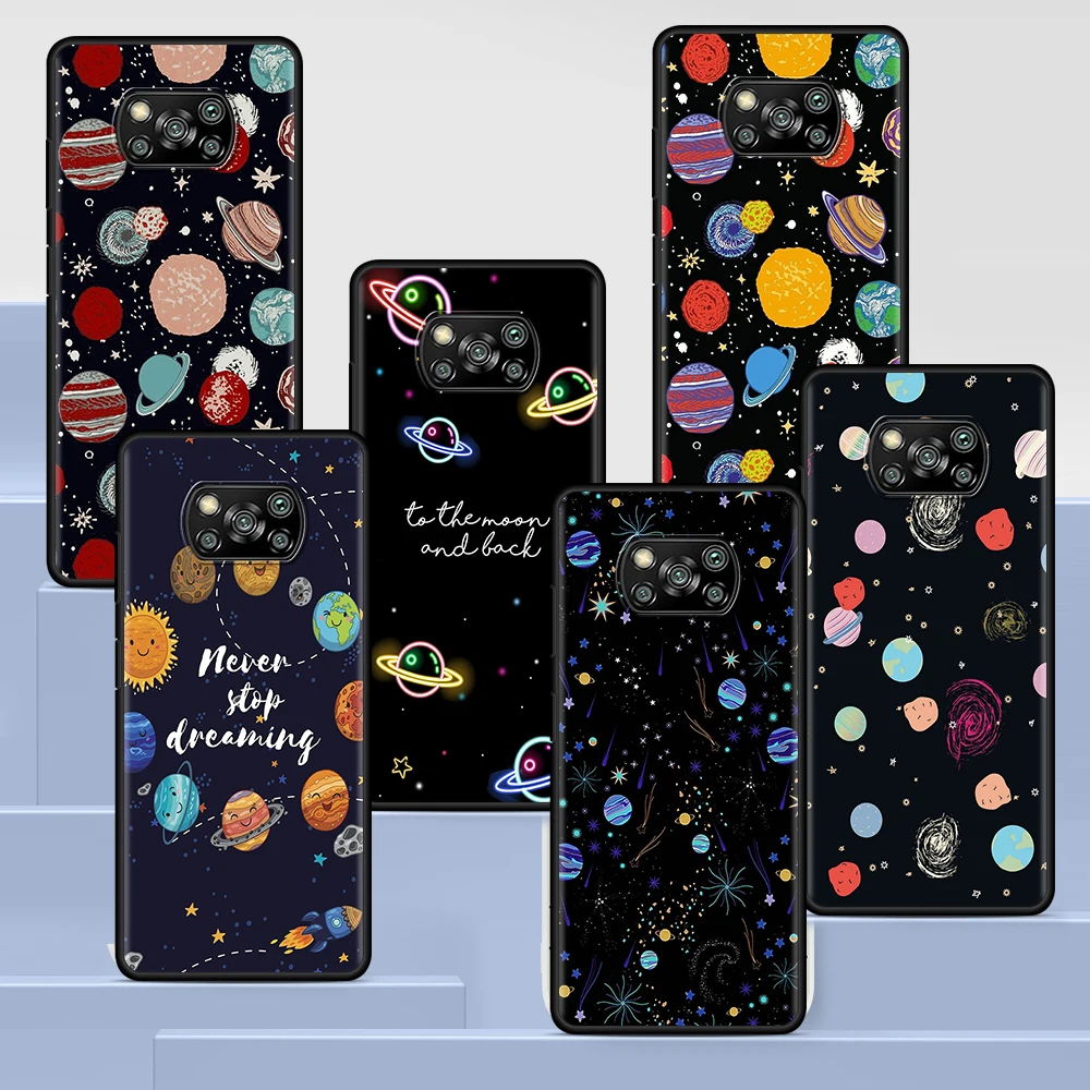 

Starry Sky Pattern Case for Xiaomi Poco X3 NFC M3 M4 Pocophone F1 F3 Funda Redmi Note 9s 9 8 10 Pro Black Soft Phone Cover Coque