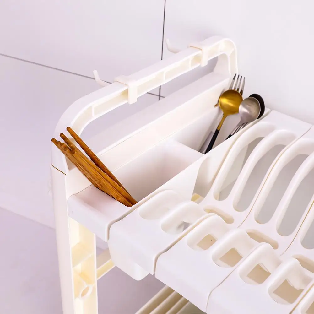2 ярусная пластиковая кухонная миска и тарелка стойка сушилка полка для палочек