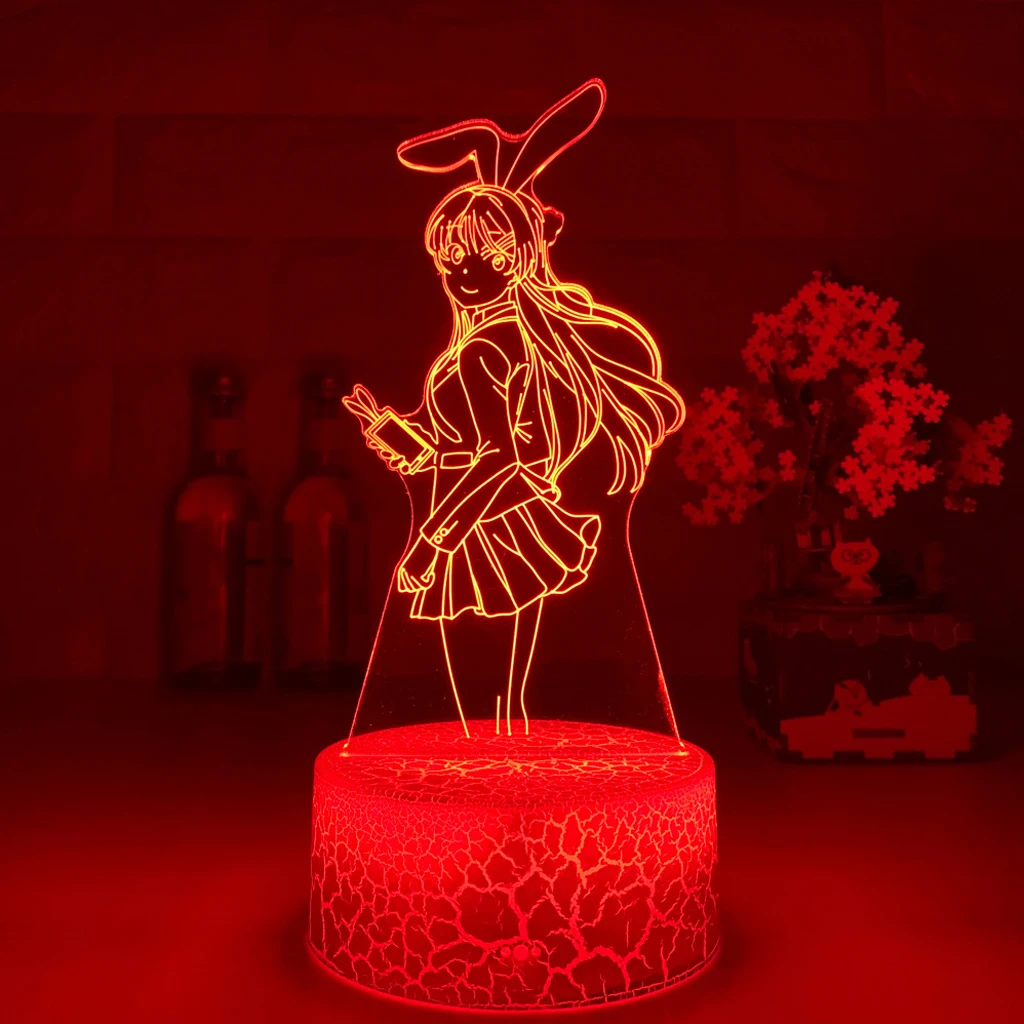 Светодиодный ночник Waifu Mai Детский Светильник в виде зайчика из аниме для комнаты