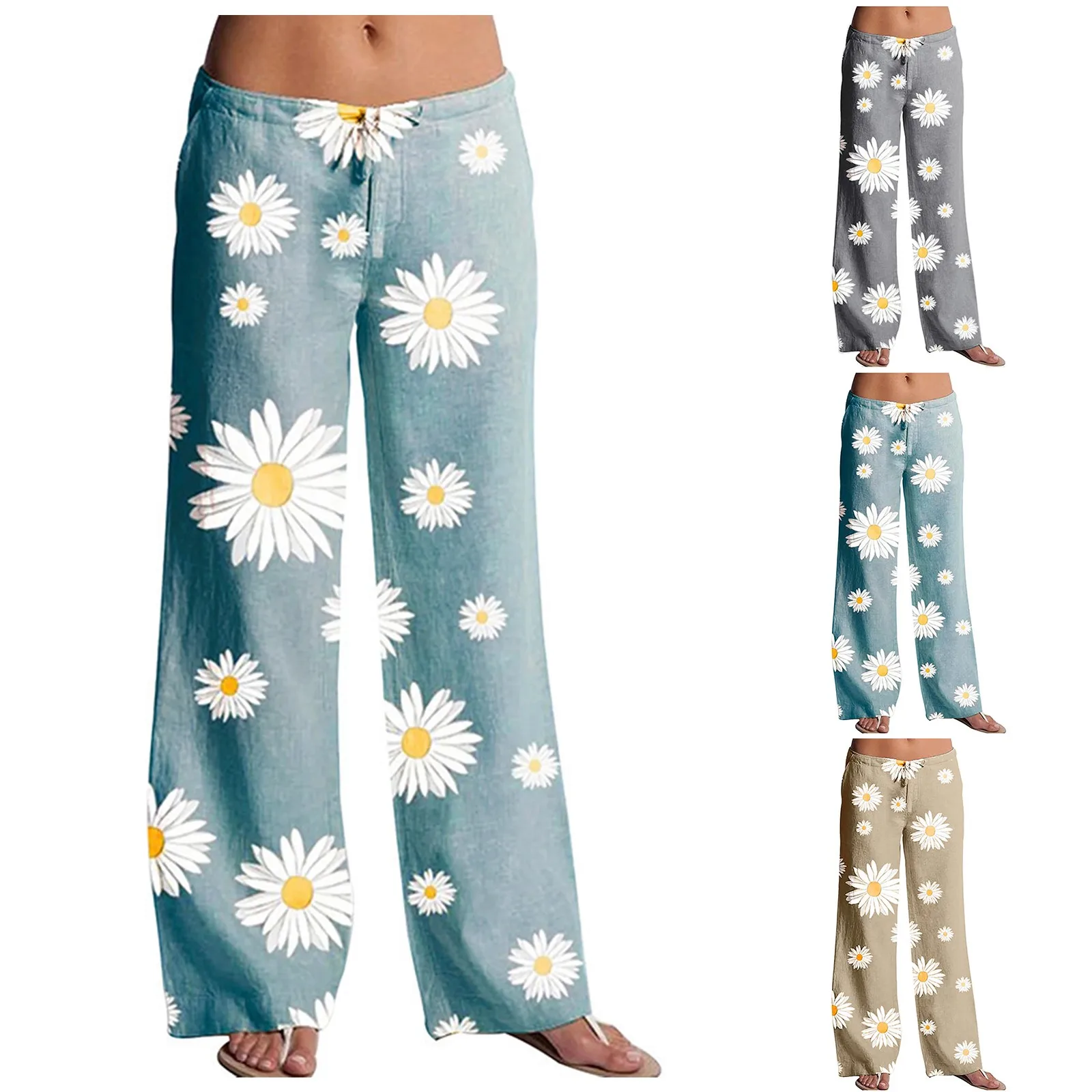 

Женские штаны с принтом, свободные женские брюки с широкими штанинами, спортивные длинные брюки-багги для тренировок, женские брюки до сере...