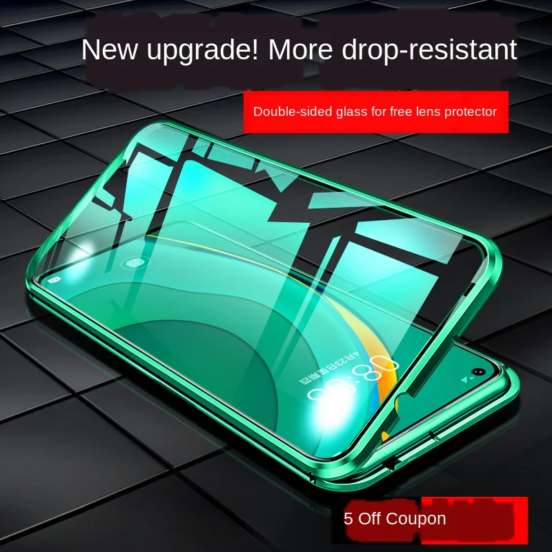 

Magnetic Metal Case For Huawei Nova 7 Pro Case Double Tempered Glass Cover Nova 7 7i 6 Se 5T 5 I Phone Case 360 Full Protection