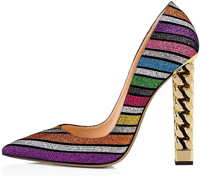 Женские туфли-лодочки с острым носком на высоком массивном каблуке размеры 4-15 |