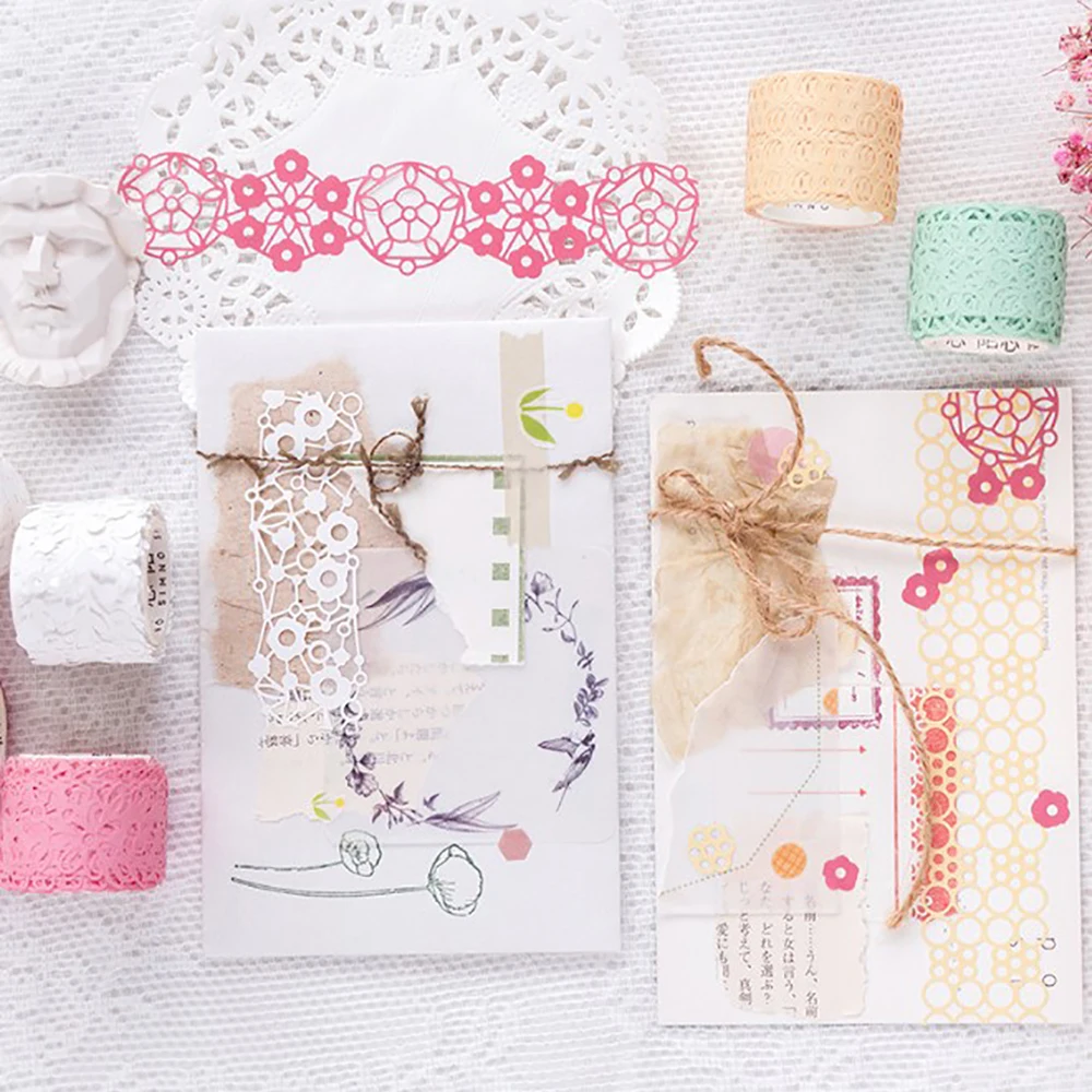 

1Roll 30mm*5m Flower Leaf Hollow Lace Washi Masking Tape Paper Stickers DIY Craft Scrapbooking Label Stationery Decorative Tape