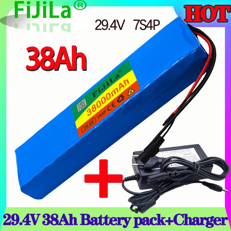 

100% Новинка 7S4P 24 в 38 Ач 29,4 в для литий-ионного аккумулятора Встроенный BMS Электрический велосипед Одноколесный велосипед Скутер мотор для инв...