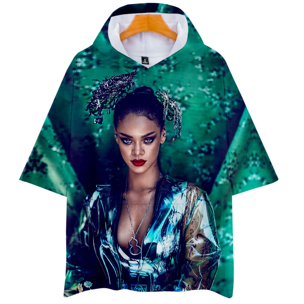 Rihanna Singer/модель актер Толстовки с капюшоном футболка короткими рукавами и