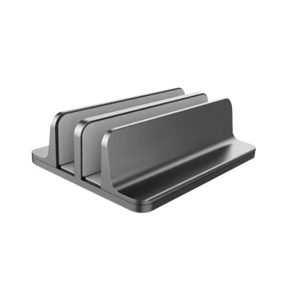 Gray Вертикальная подставка для ноутбука и планшета для Macbook Air Pro 13 15 настольная алюминиевая двойная настольная подставка с регулируемой док-станцией для Chromebook - Цвет: Gray
