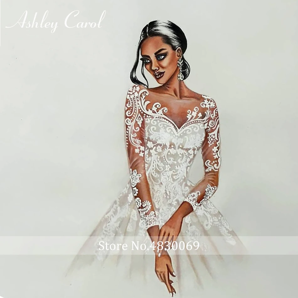 Свадебное платье с длинным рукавом Ashley Carol 2020 романтичное пляжное ТРАПЕЦИЕВИДНОЕ