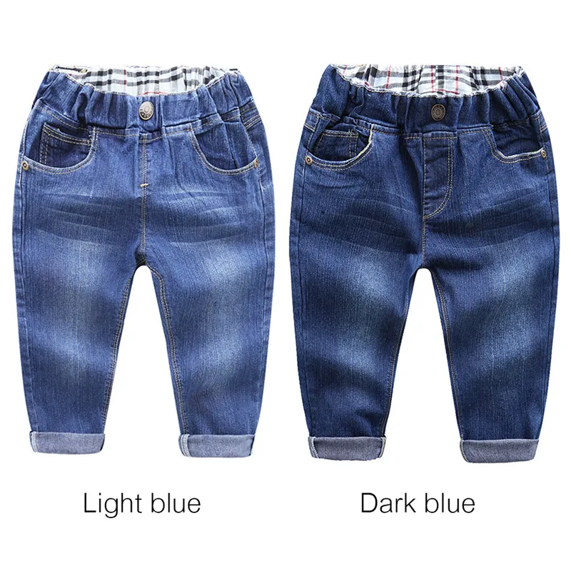 Джинсы со средней талией модные джинсы клеш прямые для маленьких мальчиков брюки