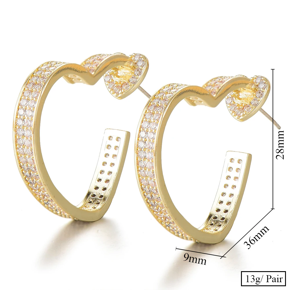 

SISCATHY 2020 Charms Cubic Zircon Cute Heart Ear Earrings in Jewelry Making Wedding DUBAI Bridal Statement Earrings For Women