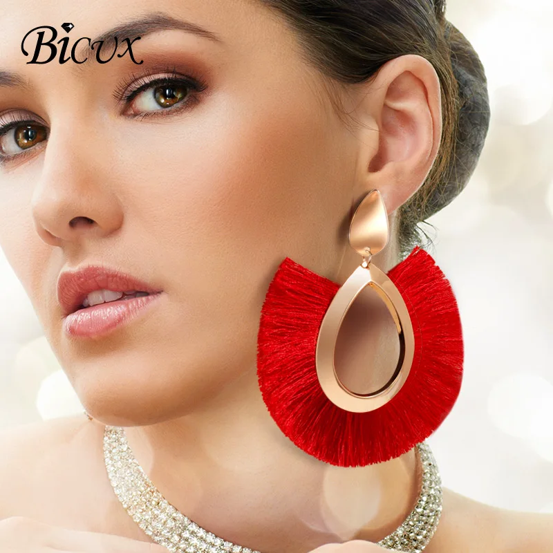 Женские богемные серьги-подвески BICUX крупные серьги ручной работы с кисточками и