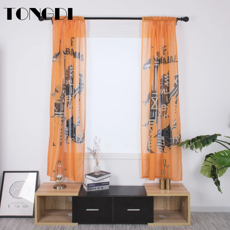 Тюлевые шторы TONGDI с цифровым принтом элегантные прозрачные украшения в виде