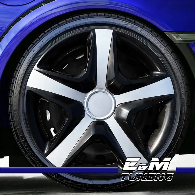 15 &quotдюймов 4 шт. обод колеса Крышка колпаки черный/серебро на черном фоне