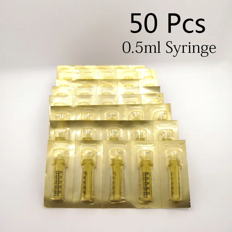 50pc 0.5 Syringe 100 шт 0,3 мл Гиалуроновый шприц гиалуроновая игла ампульная головка для гиалуроновой ручки Гиалуроновый пистолет высокого давления удаление морщин nee - Цвет: 50pc 0.5 Syringe