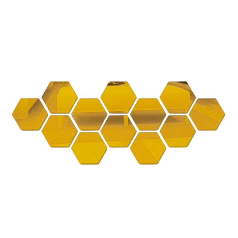 gold Urijk 12 шт. 3D Шестигранная акриловая зеркальная Настенная Наклейка s DIY художественная настенная декоративная наклейка s Зеркальная Наклейка для гостиной Золотой домашний декор - Цвет: gold