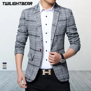 Мужской приталенный пиджак в клетку, блейзеры в британском стиле, облегающее пальто с повседневный деловой пиджак, костюм, верхняя одежда AF603, 4XL 5XL, весна