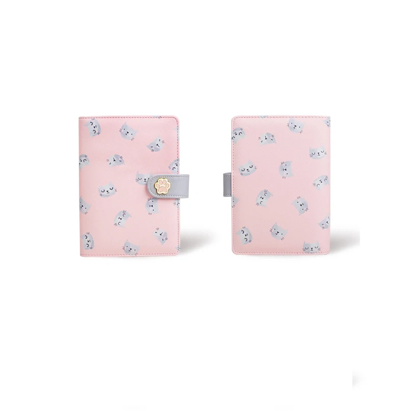 Only leather cover Спиральная записная книжка Never Cute Kitty Cat в Корейском стиле, ежедневник A6, органайзер в сетку, в горошек, наполнитель, бумага для школьников, подарок, канцелярские принадлежности - Цвет: Only leather cover