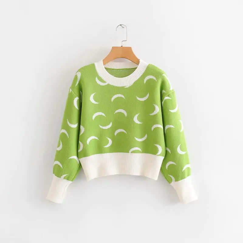 Женский короткий свитер с капюшоном повседневный свободный жаккардовый круглым