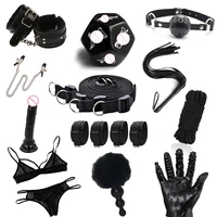 erotic restraint bdsm kits adult sex toys for women men handcuffs nipple clamp whip spanking anal plug butt bondage set sex shop