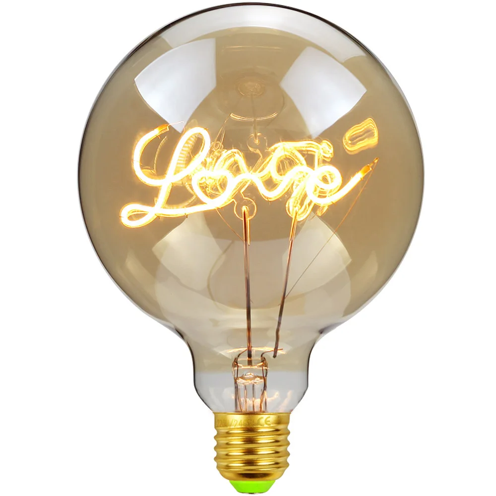

Antique LED bulbs Creative Soft light HOME LOVE 110V 220V Decorative lamp Spherical warm light Personalized retro lamp E27 4W
