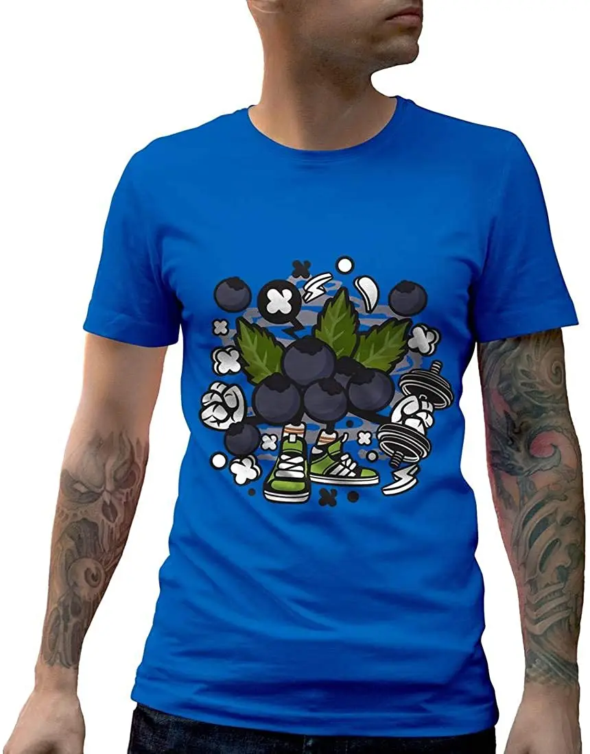 

Blueberry Food Mens Crew Neck T-Shirt New Arrivals Tee Summer 2020 Pure Cotton Breathable Short Sleeve Tshirt