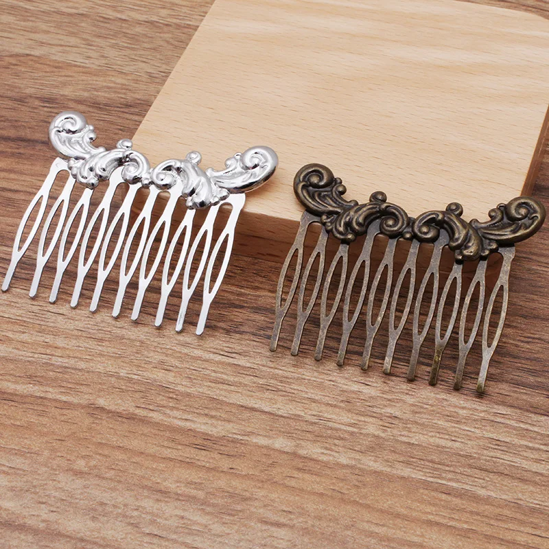 10 Зубцов винтажный Бронзовый лист расческа для волос женский цветочный мотив