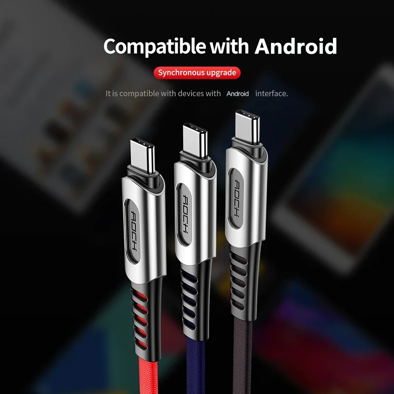 ROCK usb type C кабель 2.1A Быстрая зарядка и синхронизация данных шнур из цинкового сплава type-C телефонный кабель для samsung S10 Oneplus 7 Pro USB C провод