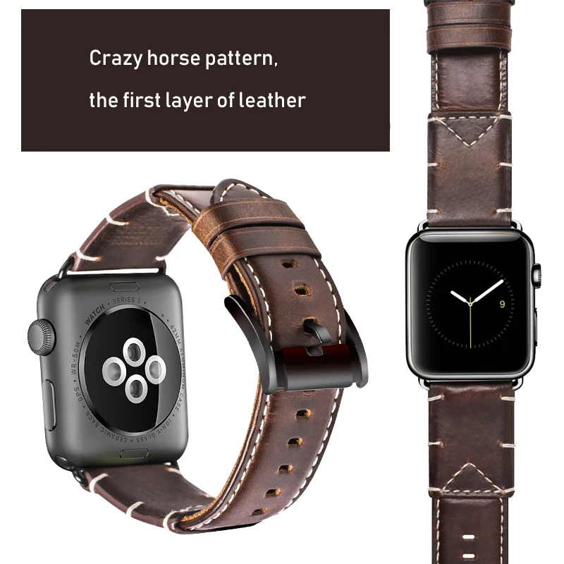 

Onthelevel Crazy Horse Leather Watchbands Apple Watch Bands 42mm Apple Watch Strap Reloj Watch Accessories for iWatch 1/2/3/4