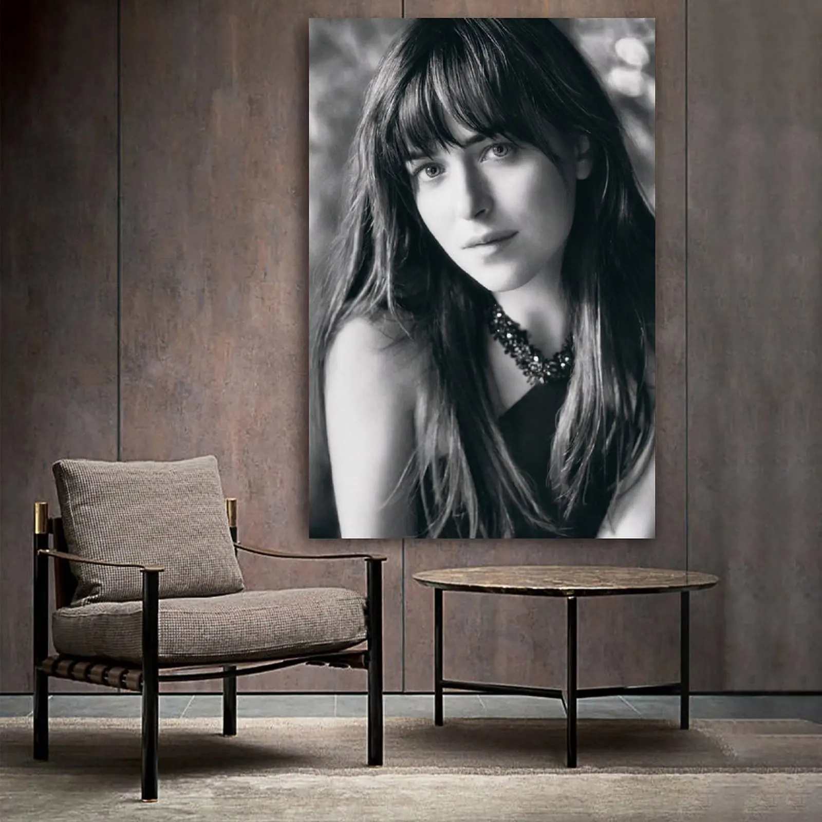 

Dakota Johnson Black And White Poster Canvas Art Poster and Wall Art Picture Print Modern Family bedroom Decor Posters