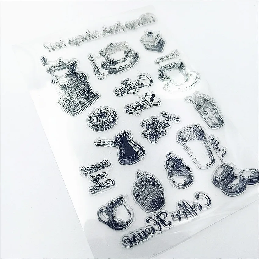 Прозрачные штампы для кофе и десерта 11 х16 см/Силиконовые пломбы роликовые сделай