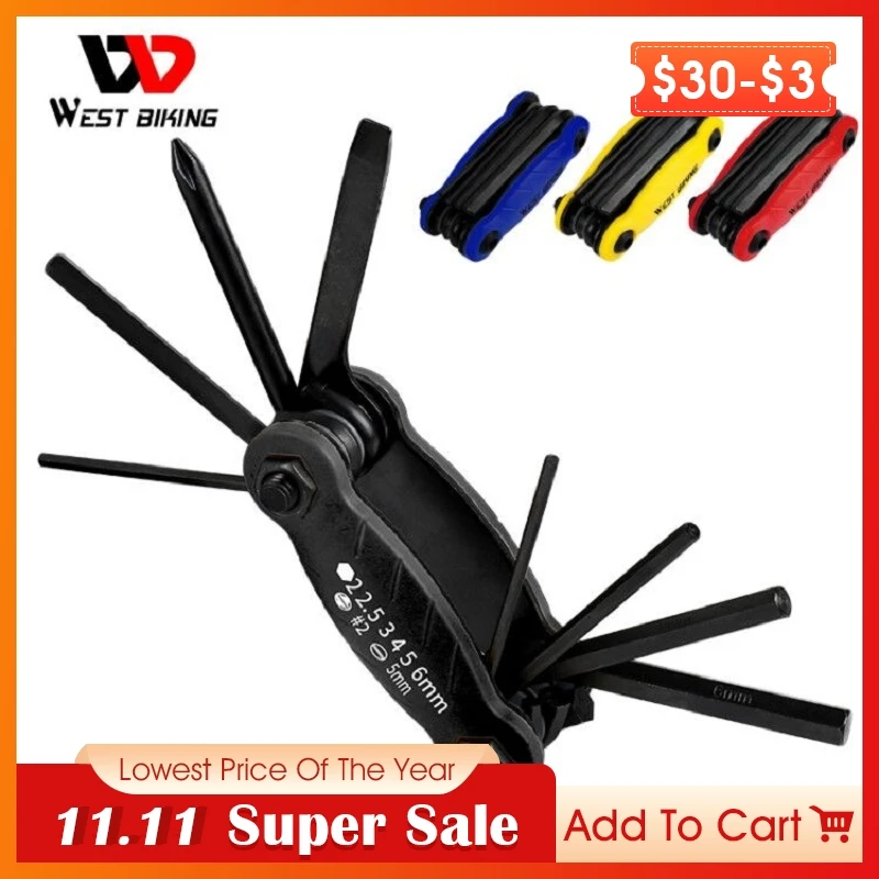 

WEST BIKING 8 In 1 Multifunction Bike Repair Tools Kit Hex Spoke Cycling Screwdriver MTB Mountain Bike Repair Tool Bicycle Tools