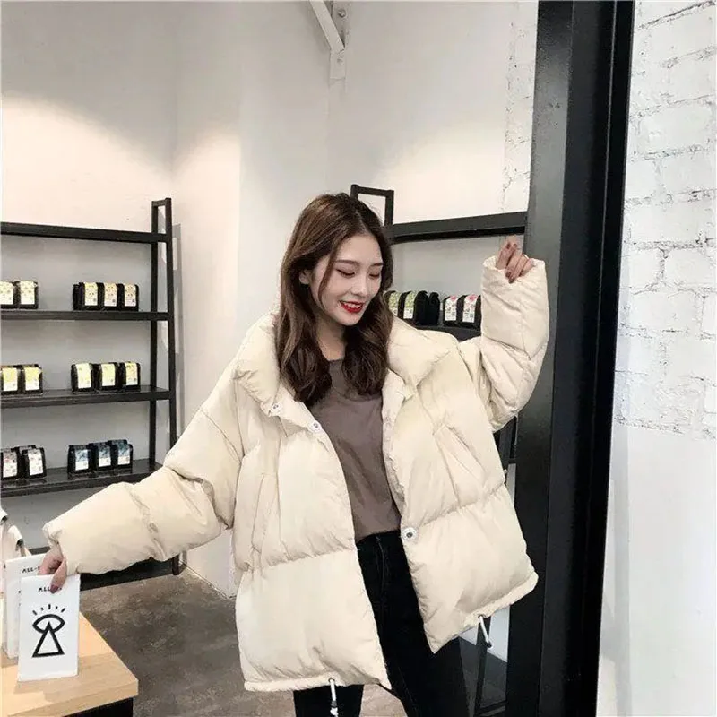 Winter Womenwinter Jacket Cotton-Padded Jacket  Thicken Loose Warm Bf Harajuku Style  Short Korean Version Autumn Cotton Jacket