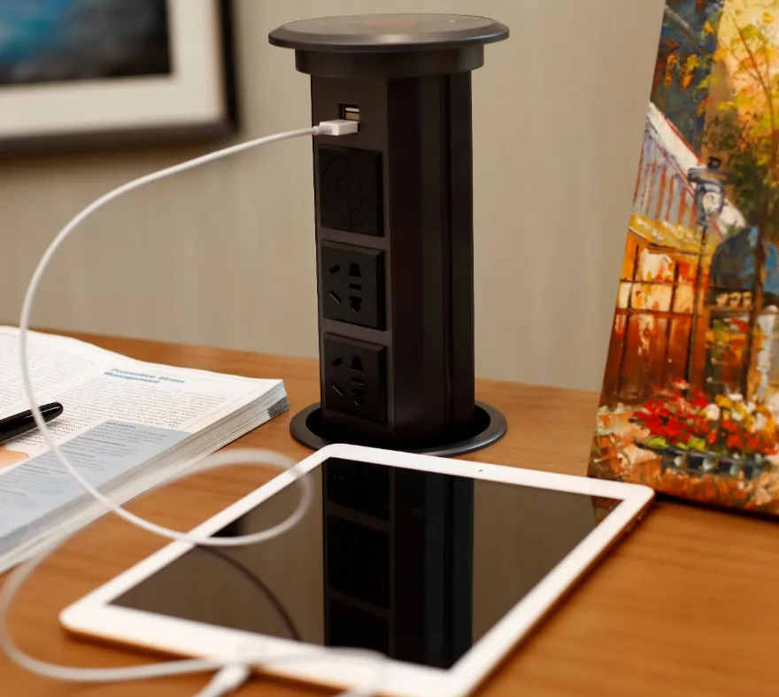 

Retractable IP44 Waterproof USB Port CE SAA motorized pop up kitchen power socket