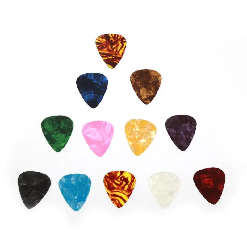 100 stücke celluloid gitarre picks akustische gitarre plektren mix farbe dicke picks plektren folk elektrische gitarre zubehör free global s