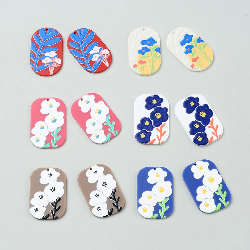 

2PCS Van Gogh Painting Flowers Jewelry Accessories Hand Made Earrings Connectors DIY Pendant Jewelry Findings Components Charms