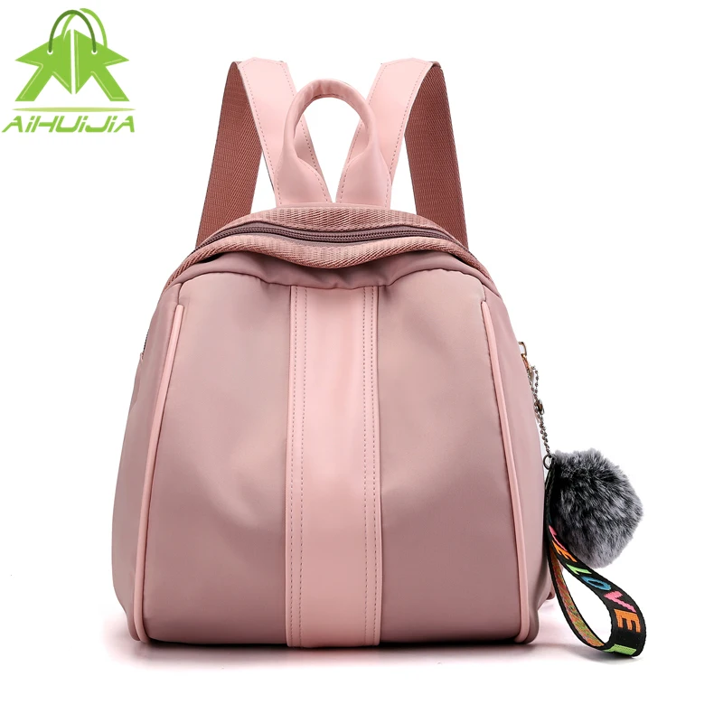 

Fashion Womens Solid Color Small Backpack Multifunction Student School Bags 2021 New Nylon Casual Travel Women Shoulder Handba