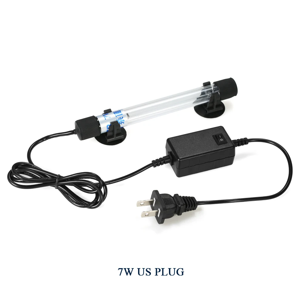 7W US Plug 13 Вт УФ-светильник для стерилизации, погружной ультрафиолетовый стерилизатор, дезинфекция воды, AC220-240V, светодиодный светильник для аквариума - Цвет: 7W US Plug