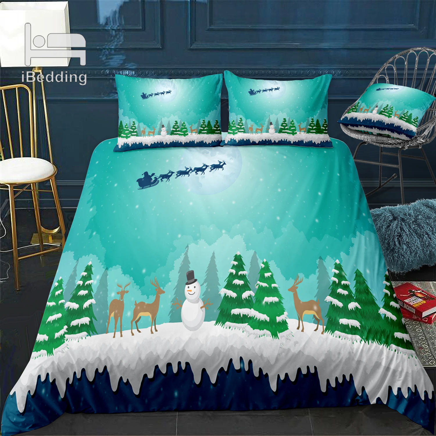 Лидер продаж Рождественская елка и снег 3D Постельное белье печатных постельное