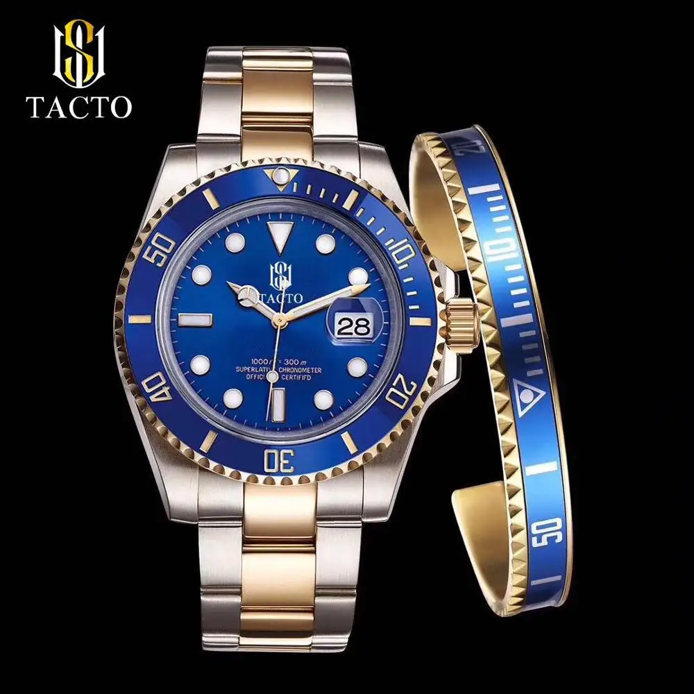 Новое высокое качество роскошные мужские часы цвета: золотистый синий Керамика