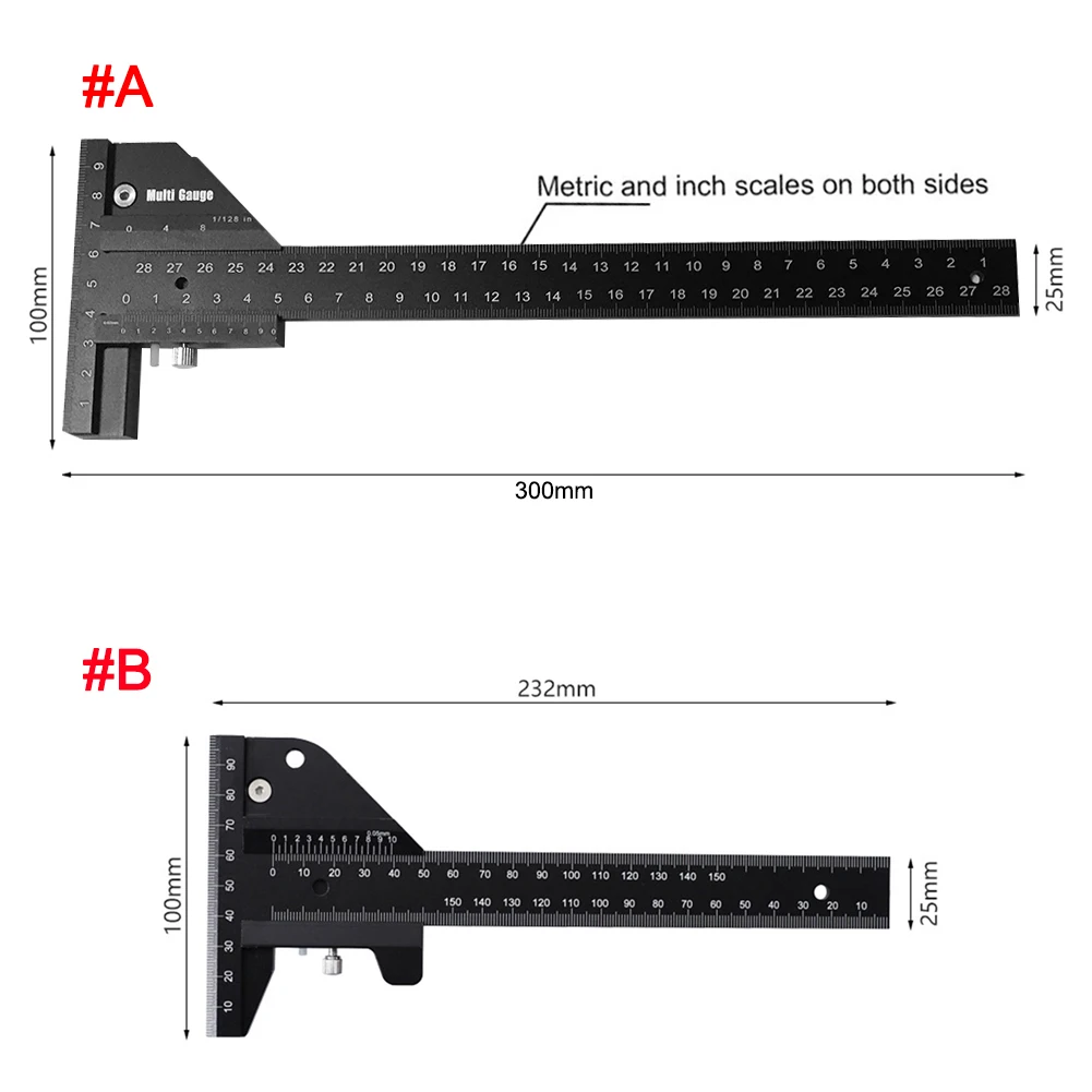 

Multifunction Woodworking Scriber Gauge for Measuring and Marking Aluminum Alloy Framing Ruler with Magnet Carpentry Tools Kit