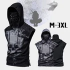 Новая летняя модная повседневная мужская футболка с принтом скелета с капюшоном, облегающая эластичная футболка без рукавов для фитнеса в стиле панк