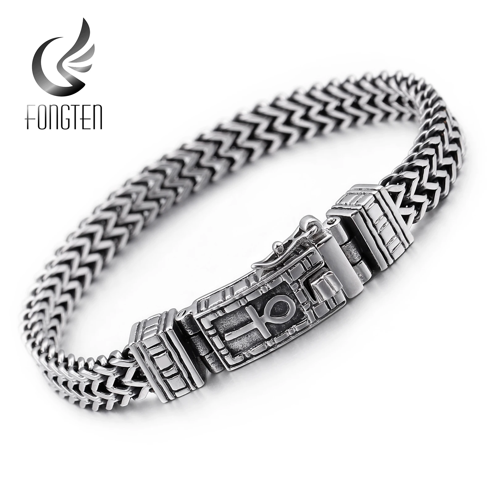 

Fongten Egyptian Ankh Symbol of Life Bracelet Stainless Steel Mesh Chain Vintage Bangle For Men & Women Fashion Bracelets