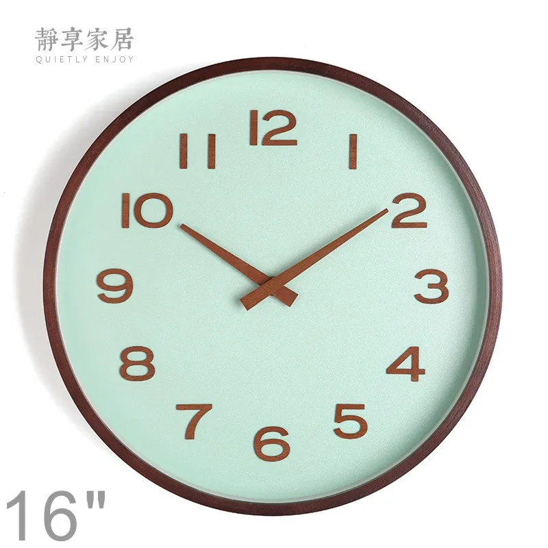 

Nordic Green Wall Clock Wood Silent Kitchen Modern Clocks Wall Home Decor Wooden Needle Kitchen Clock Relogio Parede Gift FZ787